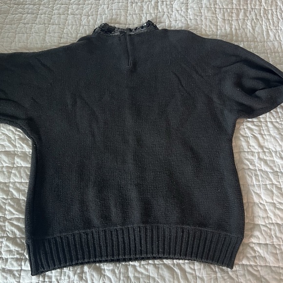 Vintage‎ Bonnie Bill Black Beaded Sweater Sz L Sequins Beads Whimsygoth Glam - Picture 6 of 9